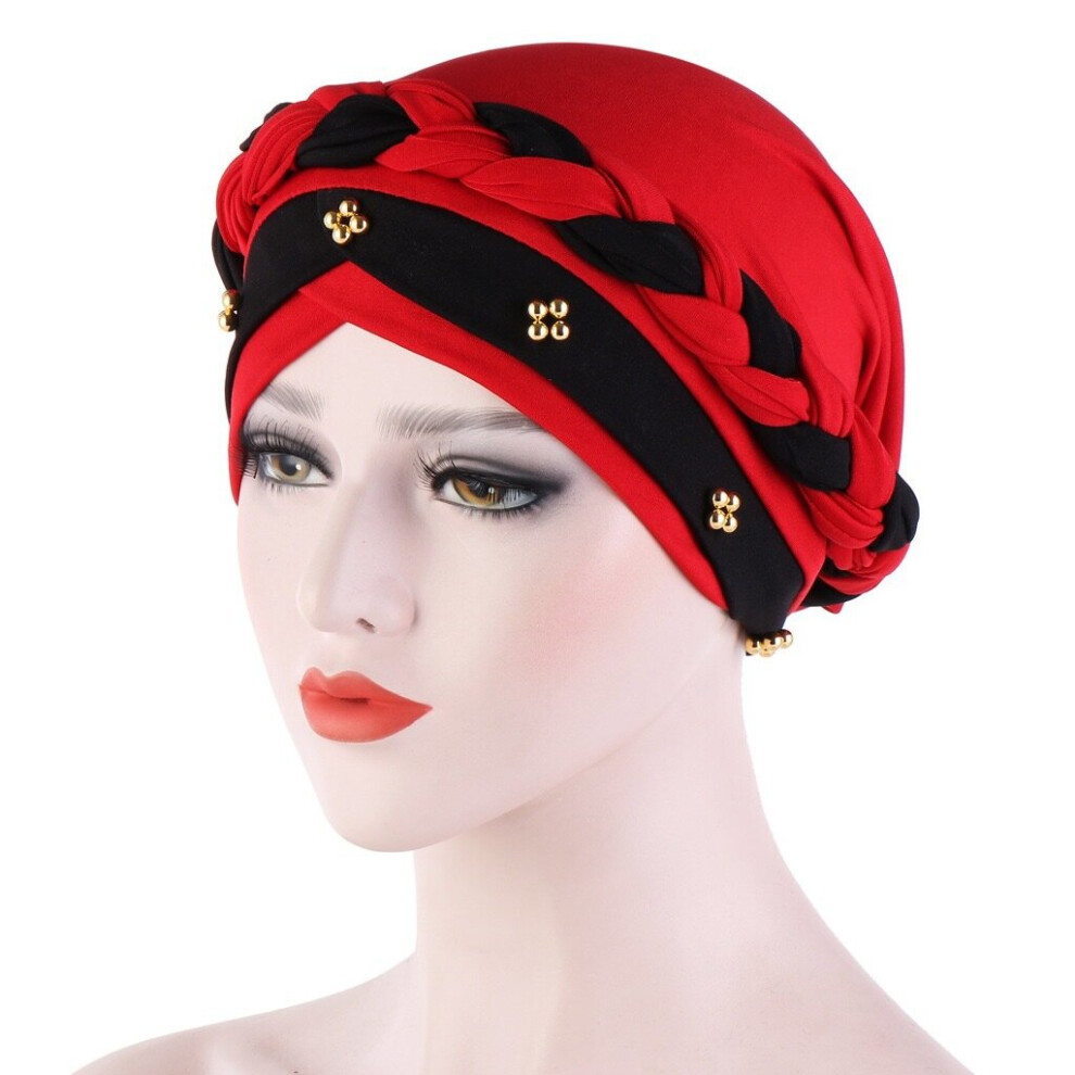 Women Muslim Hijab Hat Cancer Chemo Cap Braid Beads Turban Head Scarf Islamic Head Wrap Lady Loss Cover Beanie Bonnet Headband-image-OPC-PBQGDQP-NEW