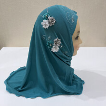 Little Girl Hijab Undercap Flowers Fit 2-6 Years Old Kids Scarves Pull On Islamic Muslim Scarf Ramadan Eid Amira Hijabs