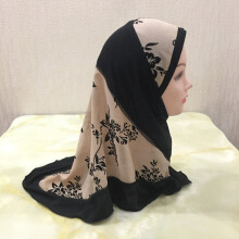 Muslim girl child turban Islamic scarf shawl crystal linen stitching soft stretch material for 2 to 7 Girls