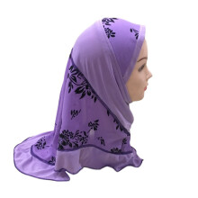 Printed Hijab Scarf for Kids Muslim Girls Islamic Headscarf Turban Undercap 2-7 Old Arab Full Cover Amira Hijabs Headwear