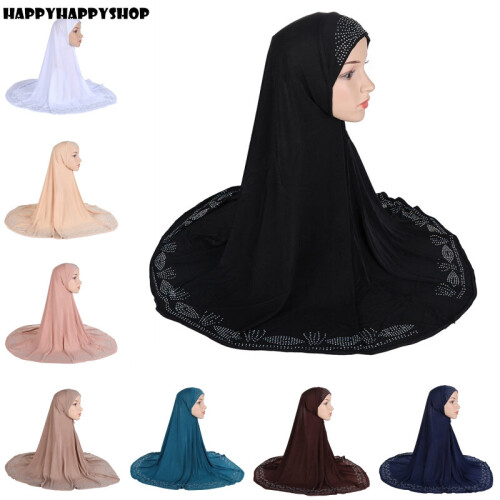 Big Size Muslim Women Ramadan Prayer Shawls Islamic Hijab Niqab Instant