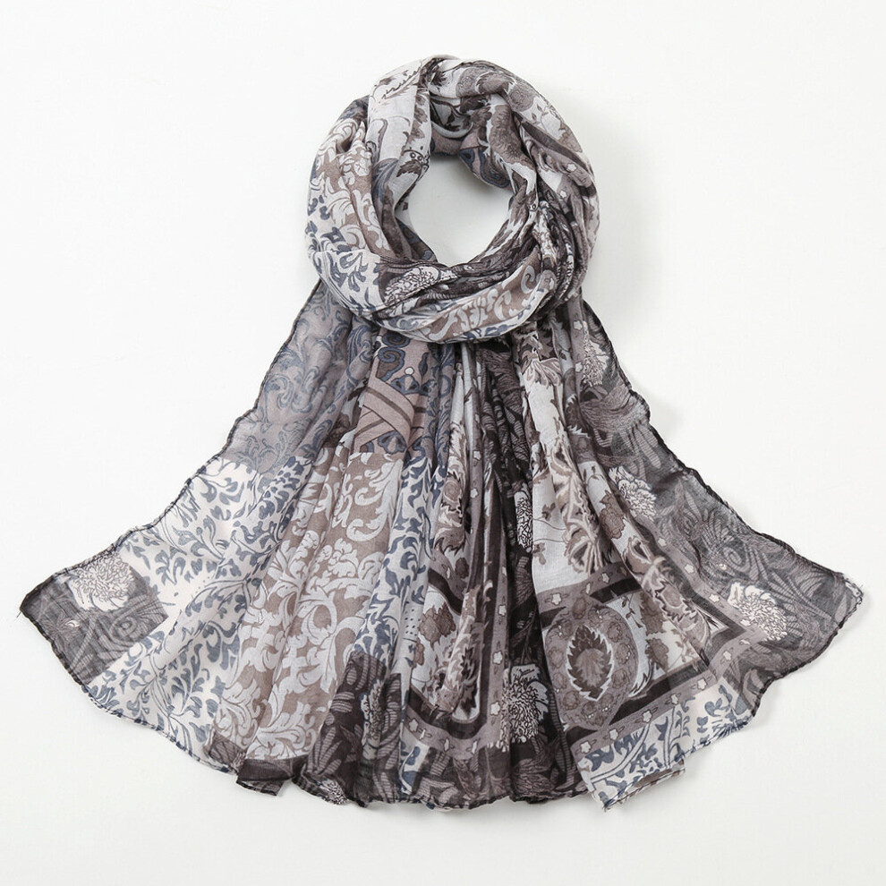 Vintage Ethnic Print Balinese Scarf Women Muslim Hijab Headscarf Lightweight Viscose Cotton Thin Shawl 180x90CM-image-OPC-PBQGGZH-NEW