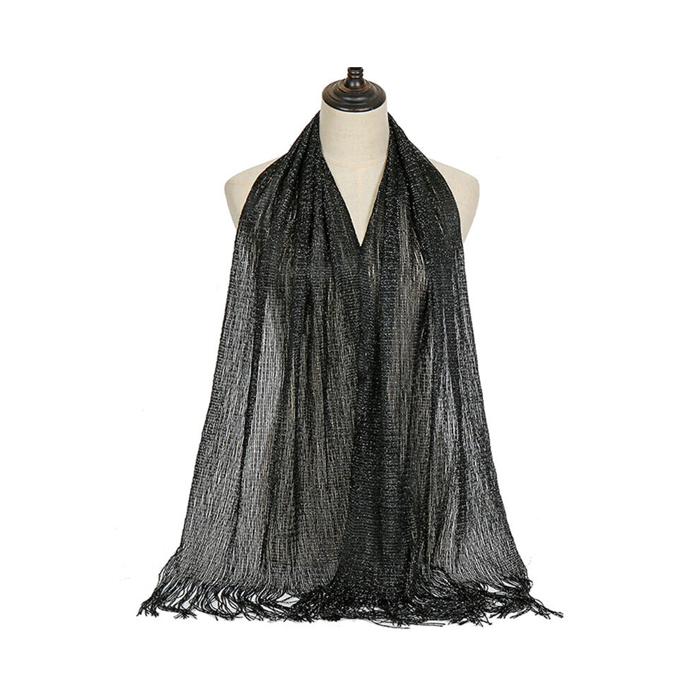 Woman Tassels Crinkle Hijab Scarf Glitter Party Clothes Accessories Turban Muslim Woman Veil Islamic Hijab Headscarf-image-OPC-PBQGGTH-NEW