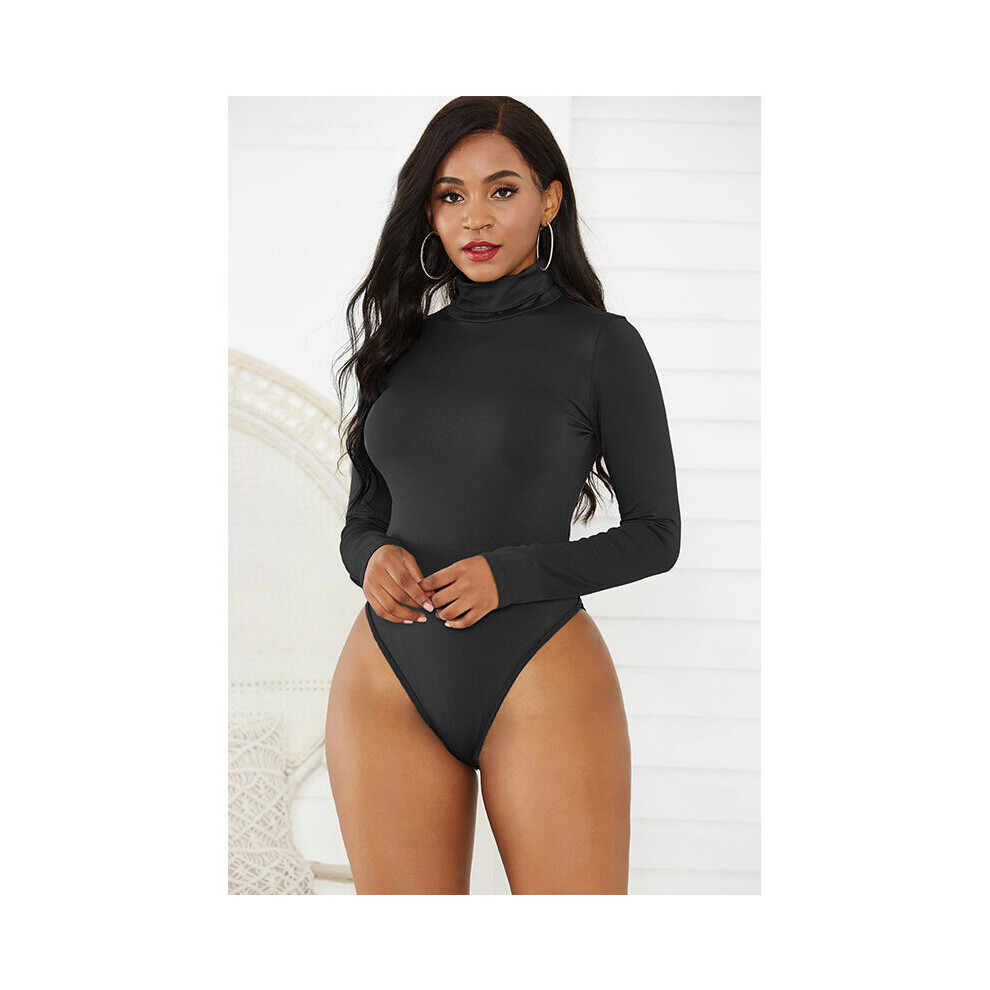 10Color Long Sleeve High Neck Jumpsuits Women Fit All-in-one Pants Autumn Solid Skinny Vintage Turtleneck Bodysuit Women Rompers-image-OPC-PBQGHZN-NEW