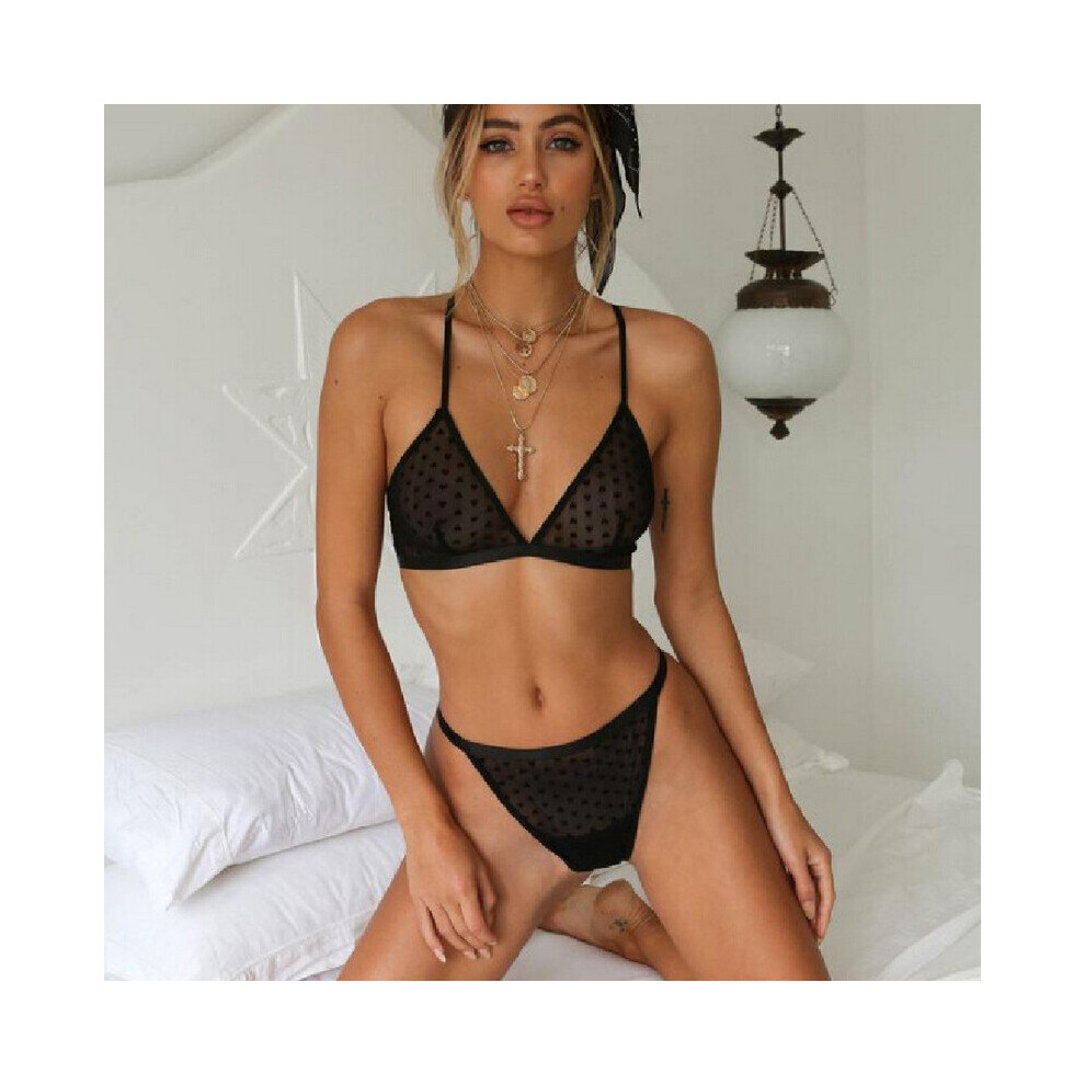 Women's Sexy Lingerie Underwear Set Polka Dot Erotic Babydoll G-string Thong Female Clothing Bra Brief Set