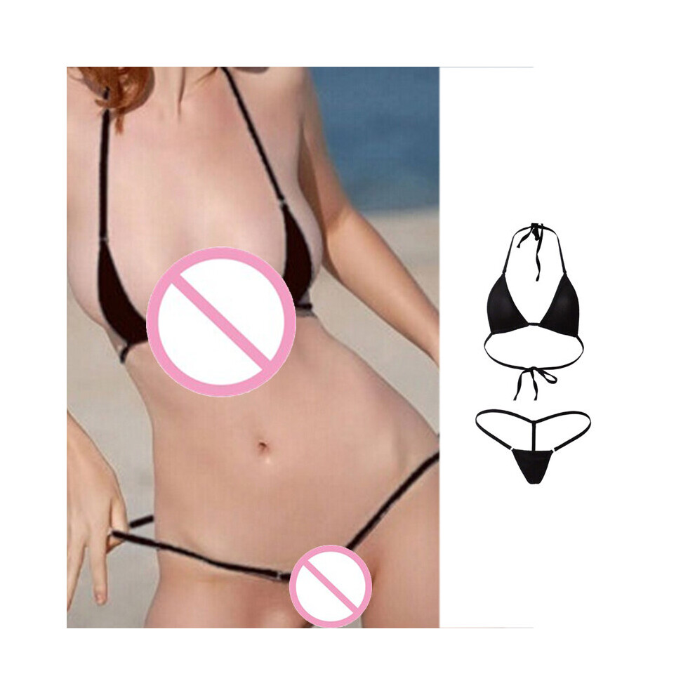 Women Sexy Micro Mini Bikini Thong Underwear G-String Bra Swimwear