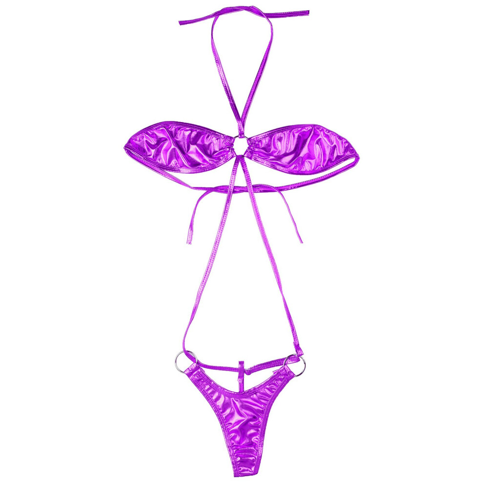 Women's Micro Bikini Swimsuit Swimwear Metallic Halter Neck