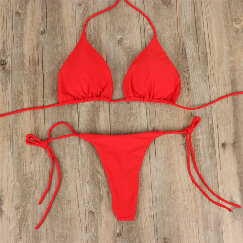 Summer Sexy Solid Mirco Bikini Sets Women Tie Side G String Thong Swimsuit Female Bandage 