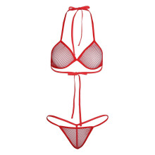Women Lingerie Fishnet See-through Micro Mini Bikini Bra Top & G-String Thong Swimming Suit Sexy Adult Female Swimwear Swimsuit