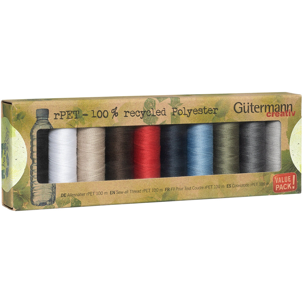 Gutermann rPET Polyester Sew-All Thread Set 10 Spools-Basic 731138-1