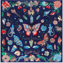 130*130 cm High Twill Silk Women Scarf Large Square Scarves Shawls French Butterfly Print Scarf