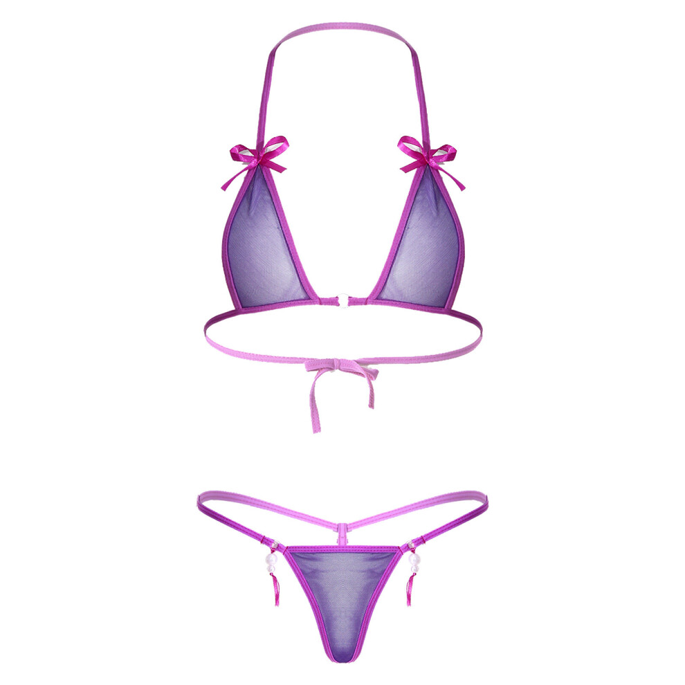 Two Piece Micro bikini swimsuit Women See Through High Cut Backless ...