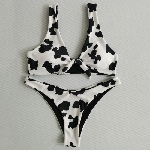 Sexy Swimwear Women Cow Print Bikini Set Push-up Bikinis Brazilian Swim ...