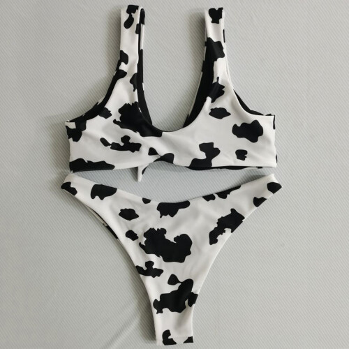 Sexy Swimwear Women Cow Print Bikini Set Push Up Bikinis Brazilian Swim Beachwear Fitness