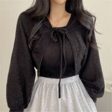 Thin Cardigan Lantern Sleeve Short Coat Pull Femme Knitwear Top Girl Cardigan Style Casual T Shirt
