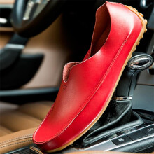 (red 01 Beige-44 10.5) Susugrace Casual Men Loafers Microfiber Leather Men Driving Shoes for Summer Breathable Light Male Mocasines De Hombre