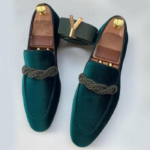 (Green Beige-13 47) Suede Leather Shoes Men Platform Dress Shoes Mocassin Homme Spring Autumn Slip on Loafers Man Hairstylist Work Shoe