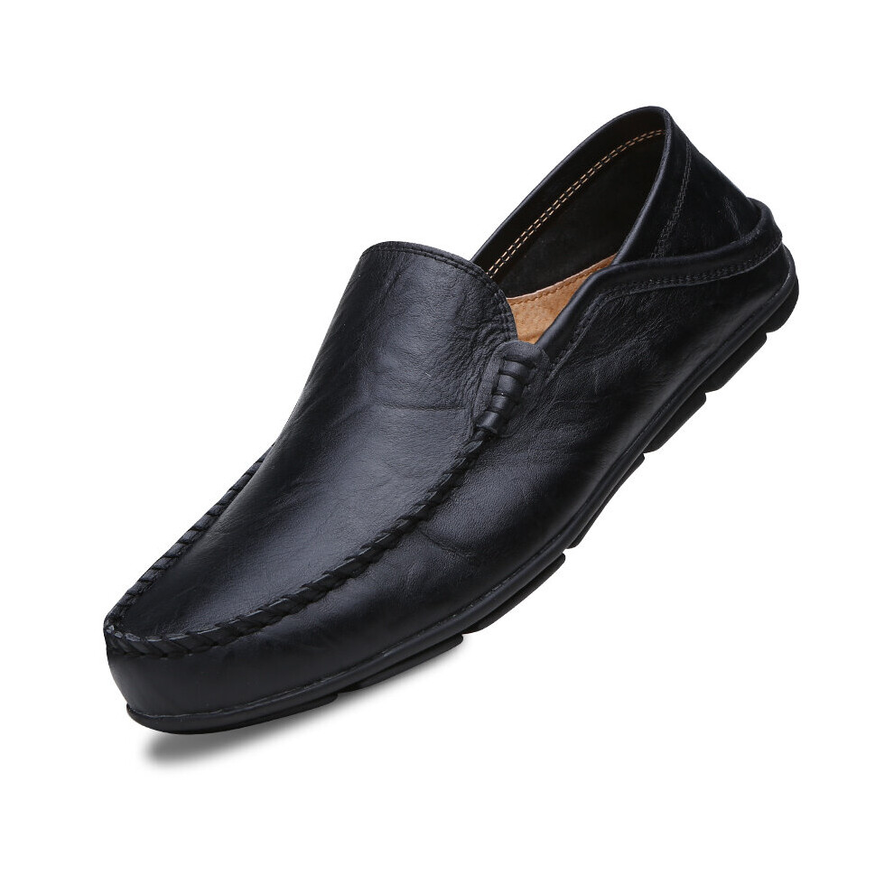 (Black-8) Leather Men Shoes Casual Flat Men Shoes Breathable Loafers Men Leather Moccasins Comfortable Plus Size 38-46-image-OPC-PBQGSZB-NEW