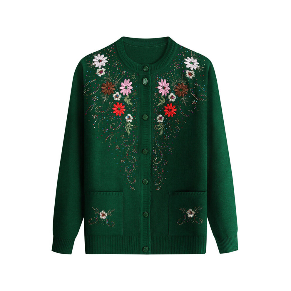 Autumn Winter Long Sleeve Women Sweater Casual Middle-aged Knitted Sweater Cardigan Embroidered Clothes-image-OPC-PBQH6KM-NEW