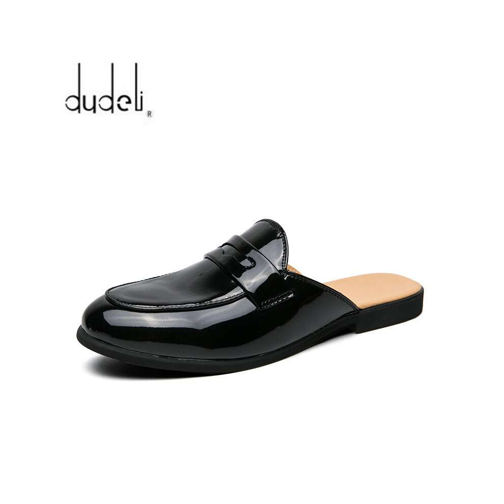 (Black-10) Mules Half Shoes For Men Leather Casual Shoes Men Shoes Men High Chaussures Homme Luxe Heren Schoenen
