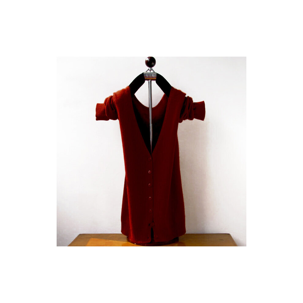 Spring And Autumn Women's Cashmere Wool Blend Cardigan V-Neck Knitted Soft Coat Solid Shirt Loose Sweater-image-OPC-PBQHCMC-NEW