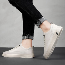 (Beige-44) Casual Dress Shoes for Men Men All Match Breathable Leather Casual Sneakers Urban Tennis Size 13 Young Mens Dress Shoes