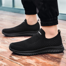 (Black-40) Summer Men Mesh Fly Woven Breathable Lightweight Comfortable Casual Flat Bottom Mens Air 1 Low Sneaker Size 13