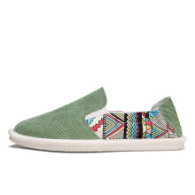 (C352 green Beige-39) Summer Men Casual Loafers Shoes Green Embroidery Mens Espadrilles Slip on Footwear Male Canvas Flats Men Shoes