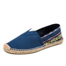 (Blue Beige-10) Shoes Men Espadrilles Zapatos De Hombre Fisherman Canvas Shoes Casual Sneakers Male Driving Soft Loafers Men