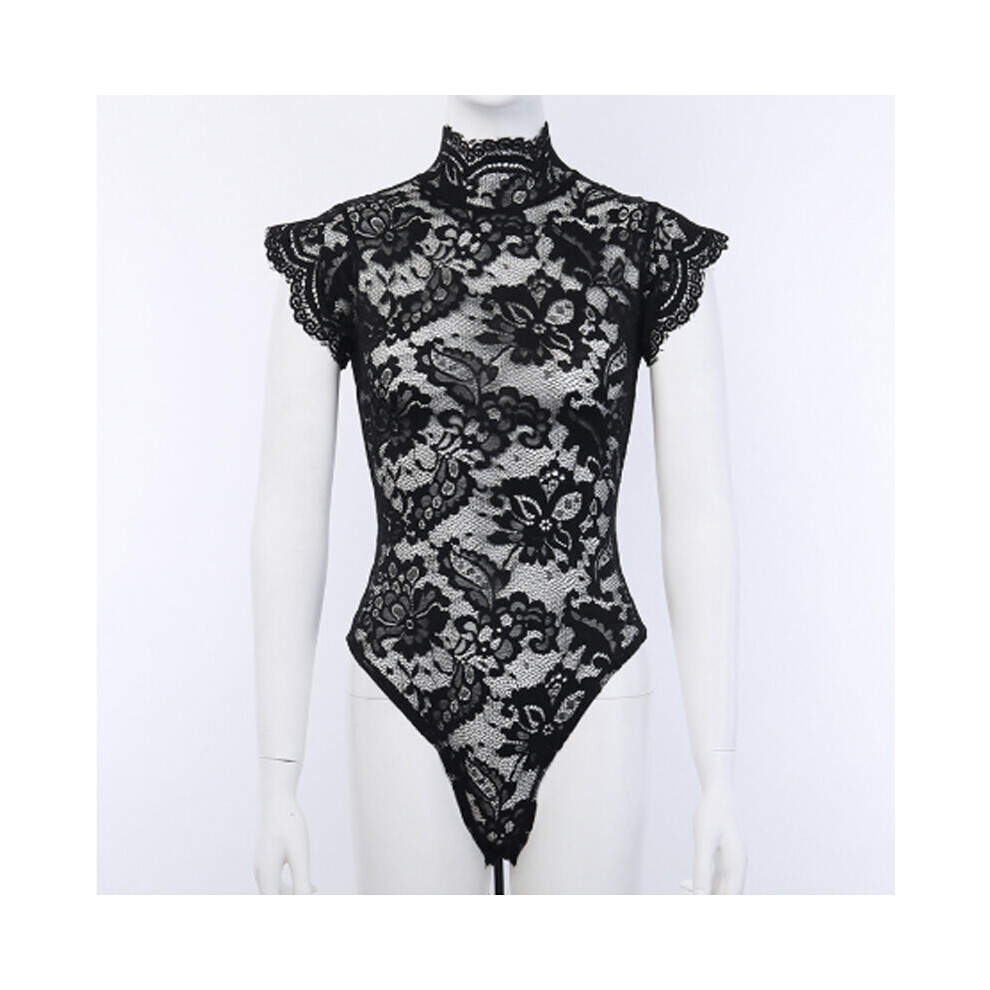 Women Sexy Full Lace See-through Lingerie Cheongsam Turtleneck Hollow out Nightwear Underwear Erotic Bodysuits Jumpsuit