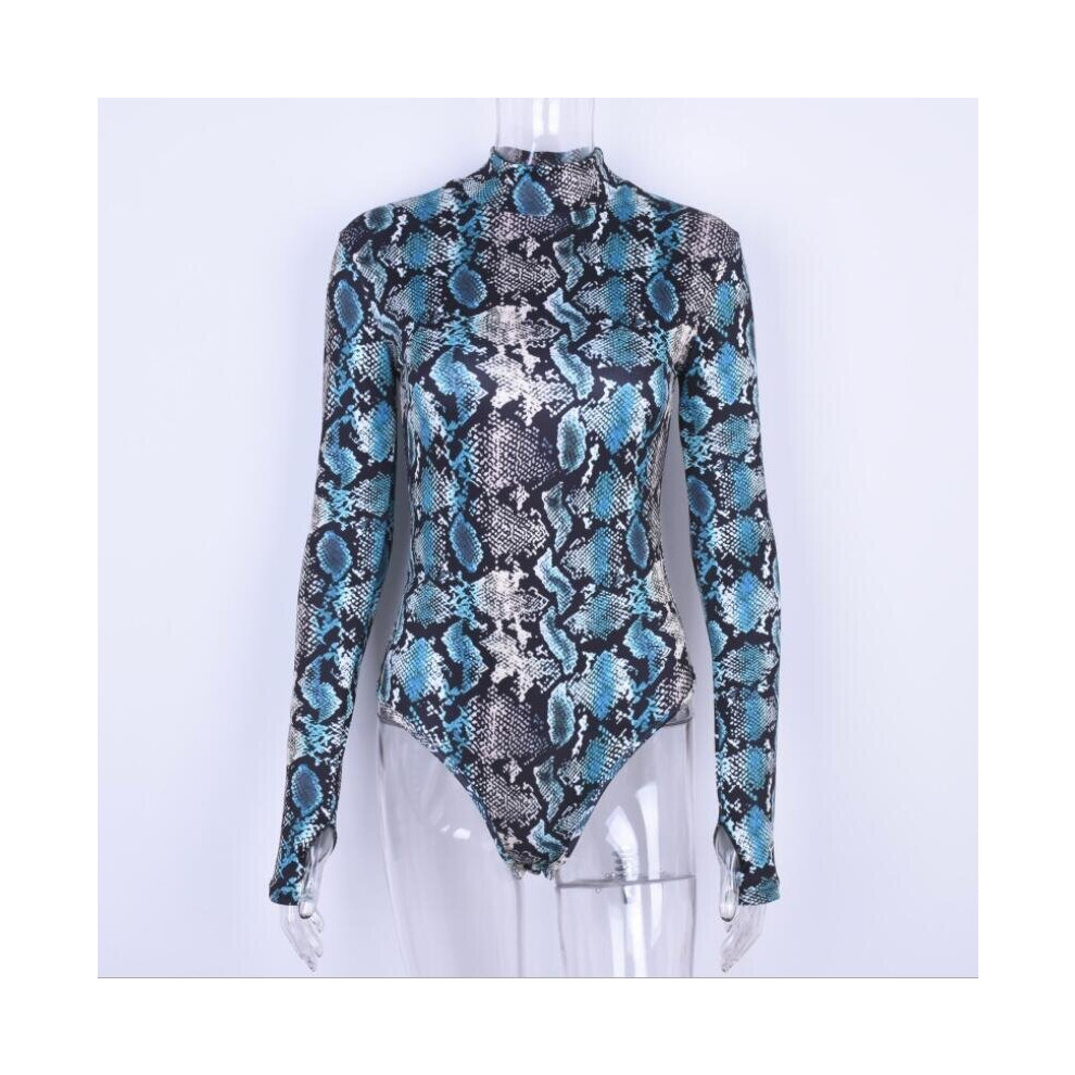 Sexy snakeskin grain long-sleeved jumpsuit women autumn and winter slim one-piece trousers with collar-image-OPC-PBQHVFD-NEW