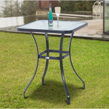 Garden Bistro Table Small Metal Coffee Patio Glass Furniture Outdoor Square Dining Deck Porch