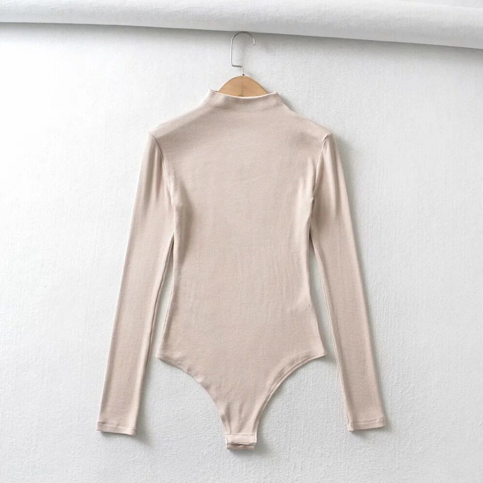 She'sModa Fitness Ribbed Mock-neck Long Sleeves Autumn Bodysuit Women Rompers womens jumpsuit Tee-image-OPC-PBQHWXS-NEW