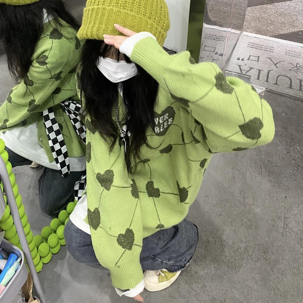 Sweaters Women Print Love Womens Sweet V-neck Cardigan Outwear for Oversized Style Detailed All-match Daily-image-OPC-PBQHY2G-NEW