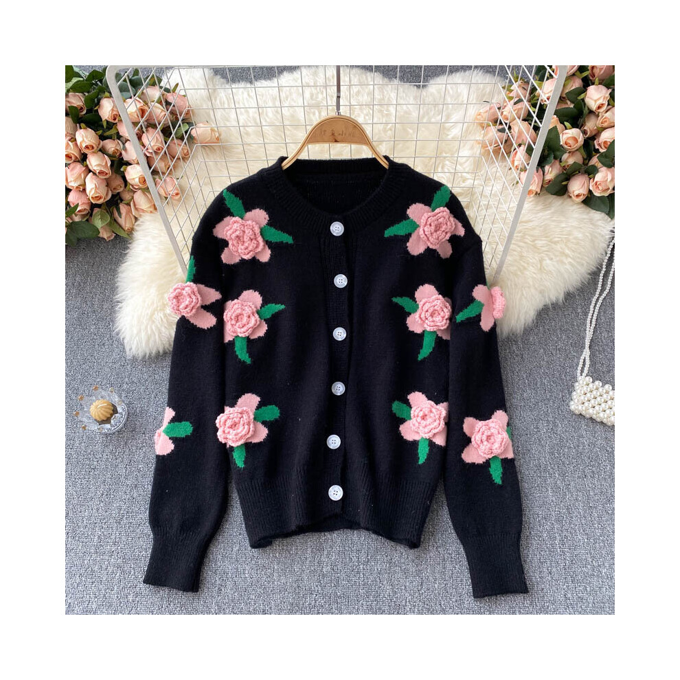 Black Rose Cardigan - 3D Floral Cardigan - Cardigan Sweater - Lulus