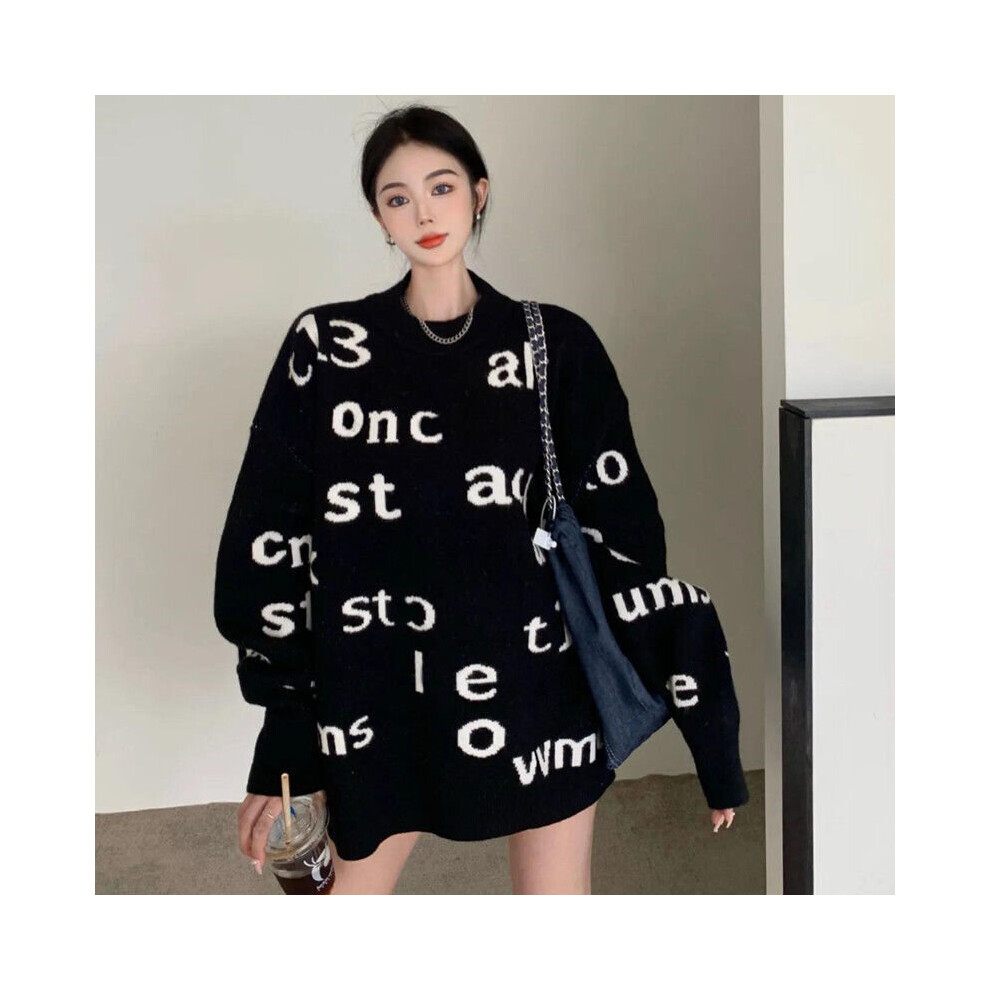 Mid-Length Sweater Women Oversided Sweater Fall Winter Outer Wear lazy Style Letter Knitwear Pullover Sweater Top-image-OPC-PBQHYNF-NEW