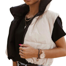 Women Waistcoat, Contrast Stand Collar Sleeveless Coat Jacket Vest for Fall Winter, S/M/L