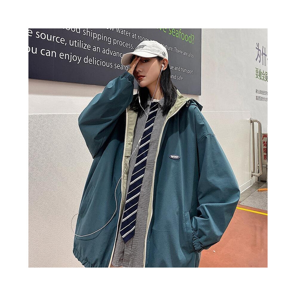 Contrast Double Side Jackets Women Hooded Streetwear Boyfriend Outerwear Retro Baseball Loose Harajuku Cargo Coats Ins-image-OPC-PBQHZ9V-NEW