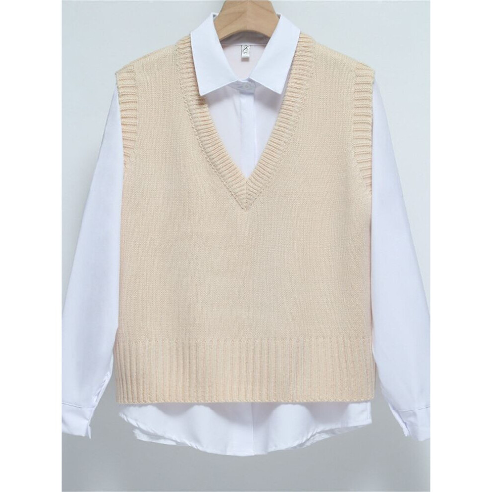 Women Sweater Vest Spring Autumn Women Short Loose Knitted Sweater Sleeveless Ladies V-Neck Pullover Tops Female Outerwear-image-OPC-PBQHYZT-NEW
