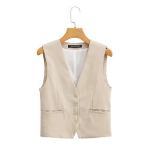 Zevity Women V Neck Single Breasted Pockets Slim Vest Jacket Ladies Sleeveless Casual Business WaistCoat Tops CT1117