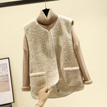 Women Woolen Thicken Waistcoats Autumn Winter V Neck Loose Insert Velvet Vests WDC6181
