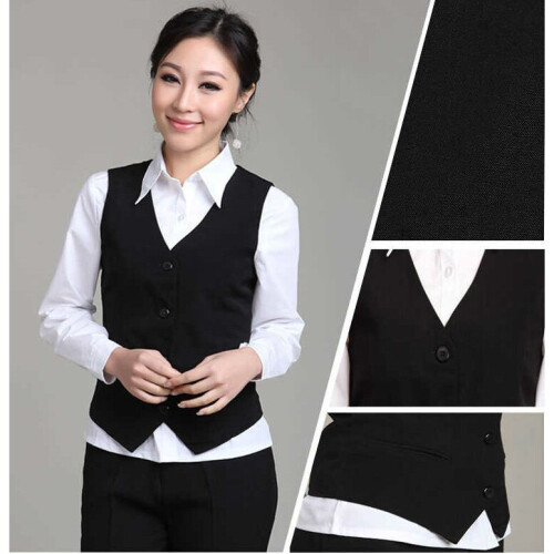 Women OL Waistcoat Vest Gilet VNeck Business Career Ladies Tops Office