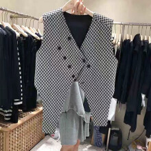 Autumn Oblique Double Breasted Asymmetric Suit Waistcoat Office Lady Vest Women