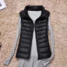 Women 90% Duck Down Vest Women's Ultra Light Duck Down Vest Jacket High collar Sleeveless Coat Waistcoat Portable