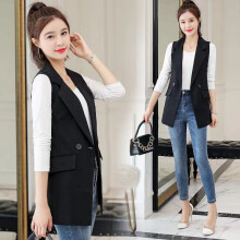 Office Lady Long Casual Vest Women Classic Loose Pocket Waistcoat Woman Slim Sleeveless Outerwear