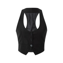 Women Casual Short Waistcoat Solid Sleeveless Button Down Slim Fit Dressy Vests Tuxedo Suit Racerback Vintage Streetwear