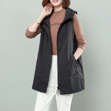 Women's Vest Jacket Mid-Length Spring Autumn Waistcoat Loose Sleeveless Jackets Zipper Vest Coat Female 4XL