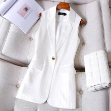 Women's Vest Jacket Striped Single Button Sleeveless Blazer Vest Coat Slim Femme Waistcoat Tops M-4XL
