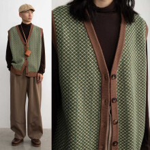 Waistcoats Women S-3XL Knitwear Vests Green Casual Outerwear Preppy Retro Single Breasted V-Neck Fall Ins