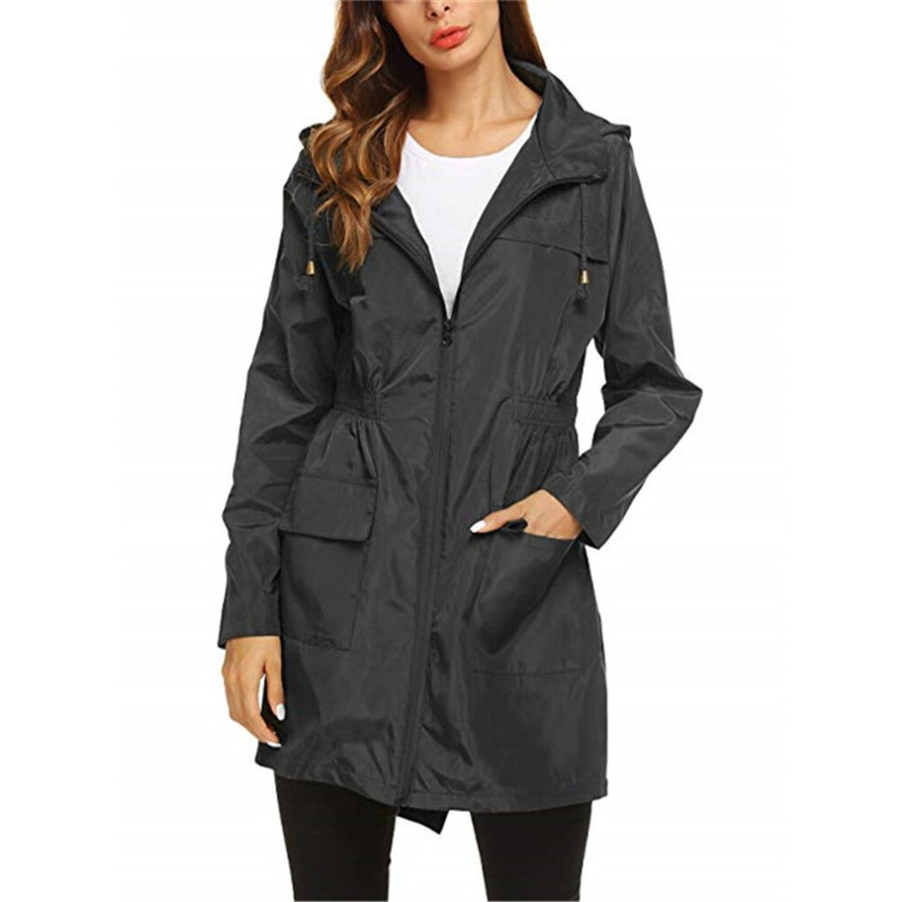 Ladies Plain Rain Jacket Outdoor Coat with Pockets Waterproof Hooded Raincoat Windproof Rain Coat Plus Size-image-OPC-PBQJ5C9-NEW